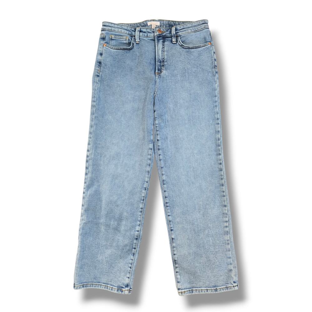 LC Lauren Conrad Size 14 Super High Rise Straight Jeans Light Wash Stretch Denim